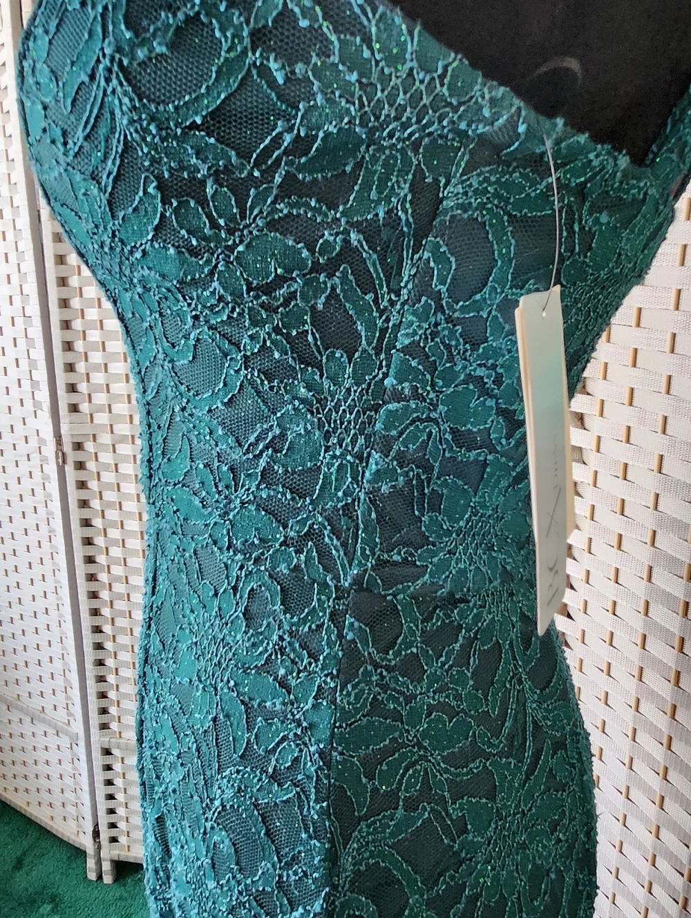 ✨️NWT✨️Emerald Lace Halter Prom/ Evening Gown - Elegant Women's Dress - Picture 3 of 10